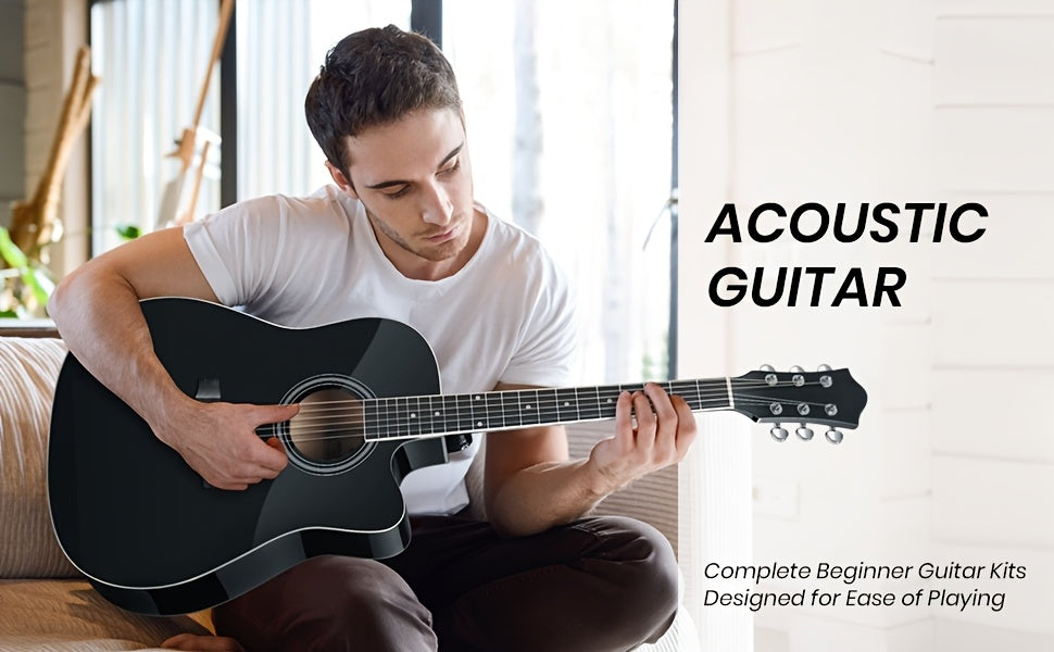 [Christmas Halloween Gift] 38 Inch Acoustic Guitar Starter Kit Lightweight Guitar Durable Guitar/ Stable Tuning With Bag, Picks & Spare Strings, The Ultimate Gift For Birthdays, Holidays, Parties, Christmas & Halloween, Durable Portable, Great For Student