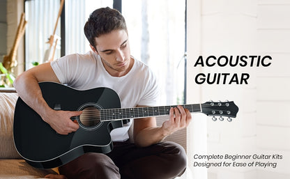 [Christmas Halloween Gift] 38 Inch Acoustic Guitar Starter Kit Lightweight Guitar Durable Guitar/ Stable Tuning With Bag, Picks & Spare Strings, The Ultimate Gift For Birthdays, Holidays, Parties, Christmas & Halloween, Durable Portable, Great For Student