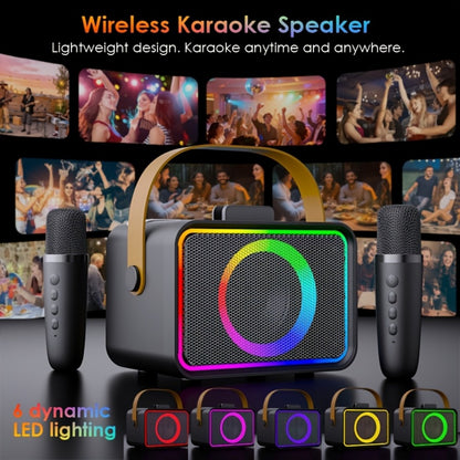 Portable PA Speaker, Black, Wireless, USB, Karaoke, Machine, Microphones for Parties