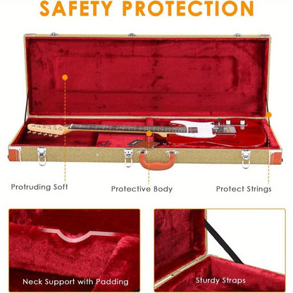 Guitar Case, Portable, Yellow, Square, PVC for Storage and Travel