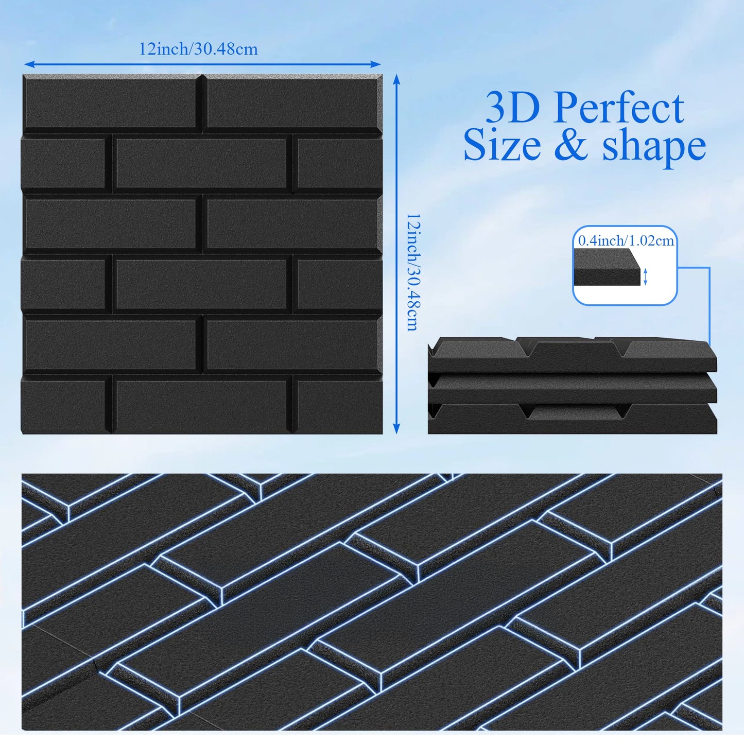 Self-Adhesive 18/48pcs Soundproof Wall Panels, High-Density Flame-Retardant Acoustic Foam Boards for Recording Studios, Home Theater, Game Rooms, Conference Rooms & Bedrooms-Layouts for Seamless Wall Coverage, Apartment Essentials, Renters Furniture