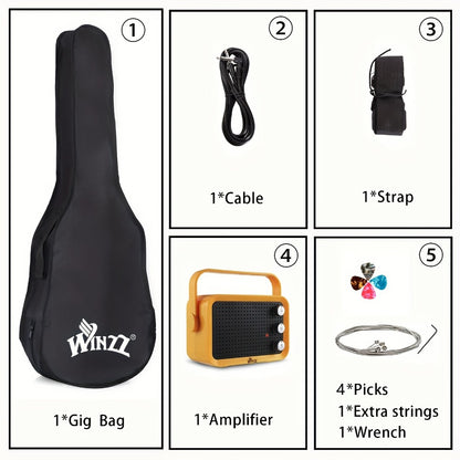 WINZZ 30-Inch Electric Guitar Starter Kit with Mini Amp and Gig Bag