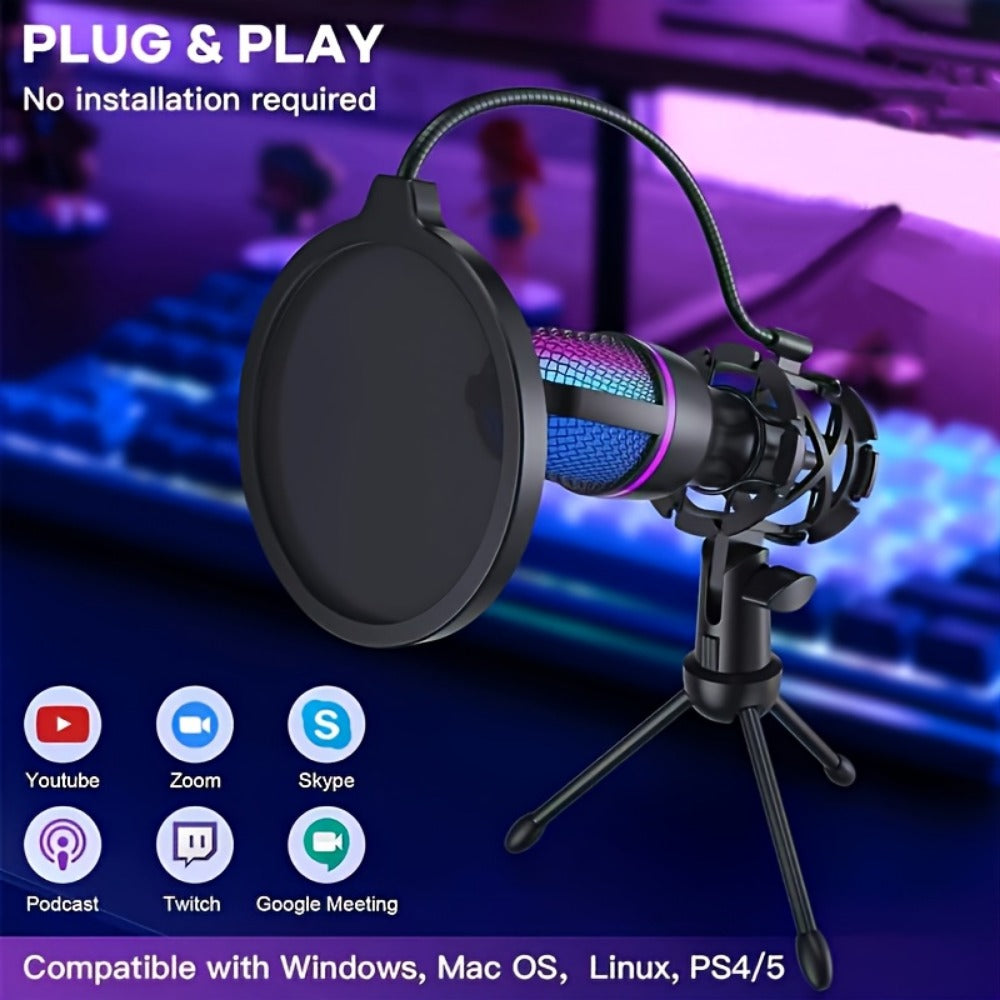 Recording Microphone, USB, Condenser, XLR, Podcast for Recording and Streaming