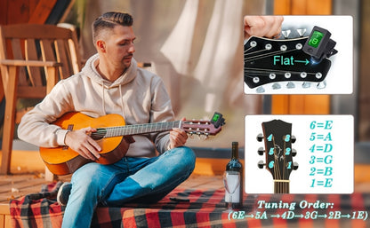 Chromatic Instrument Tuner, 9 Pcs Rosewood, Portable, Guitar, Accessories for Guitar