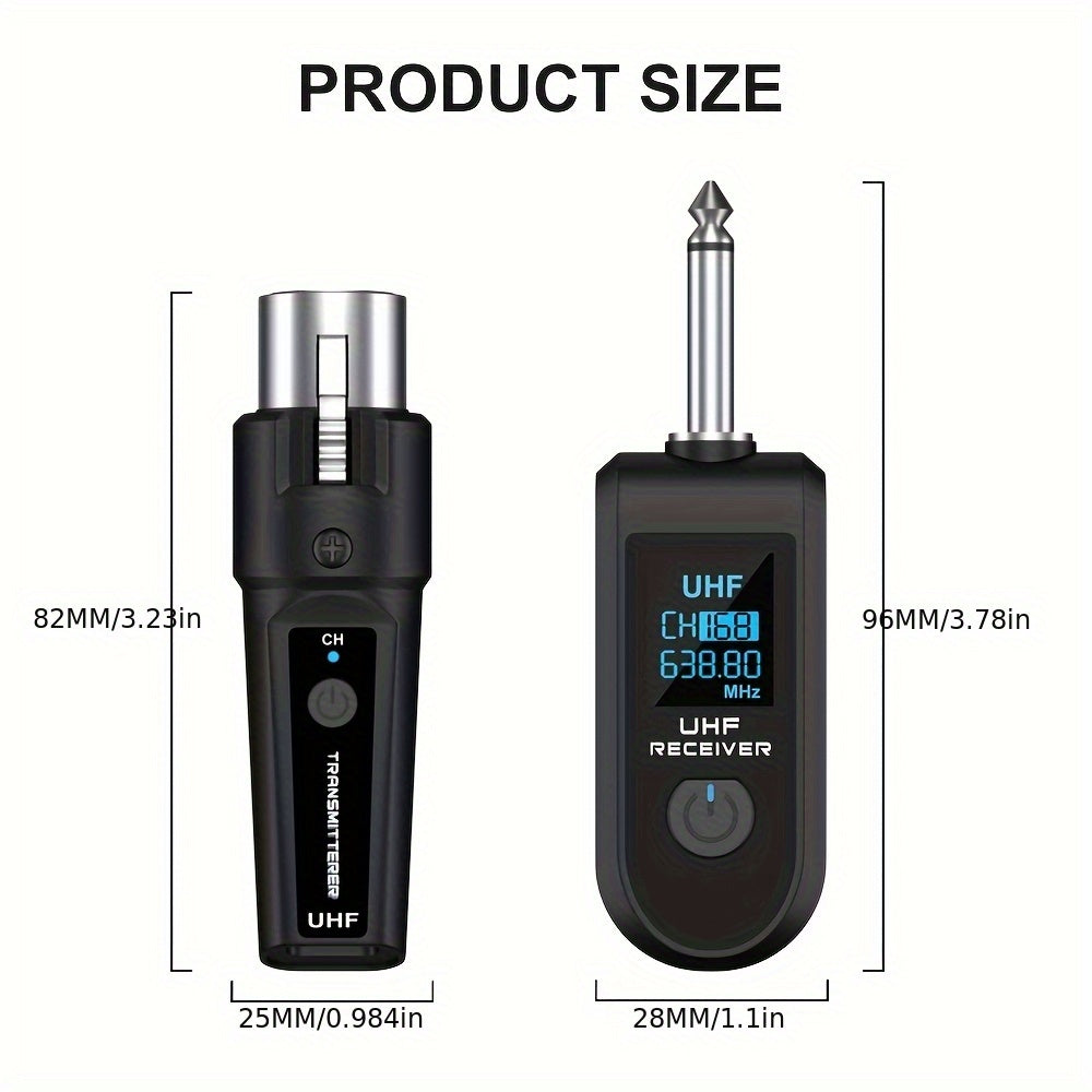 DOSLNLYA K1 One to One Wireless Microphone Transmitter Receiver System - 2.4Ghz XLR Microphone Wireless System - Rechargeable Wireless Microphone Adapter for Mixers.