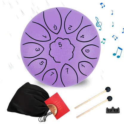 6-inch Steel Tongue Drum, 11-note Hand Drum with Drumsticks And Music Book, Suitable for Meditation And Yoga