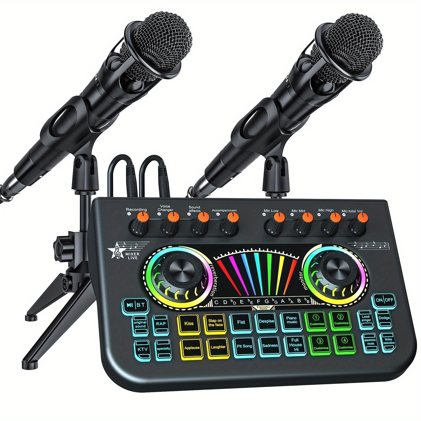 Professional Mixer, Suitable For Laptops, Mobile Phones, Game Recording, Streaming Podcasts, Internet Celebrities, Anchors, Live Streaming, Recording, Karaoke Video Studio Podcast Equipment Bundle, Condenser Mic, Dynamic Microphone, Sound Card