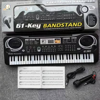 61-Key Keyboard Accessory Kit with Microphone, Sheet Music and Key Stickers