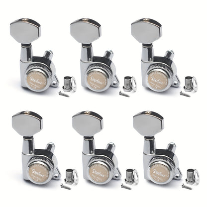 SAPHUE 6pcs Premium Guitar Locking Tuners - 1:18 Gear Ratio, Sealed Lubrication, Hexagonal Handle - Perfect for Electric, Folk And Acoustic Guitars - Available in Black, Golden, Chrome