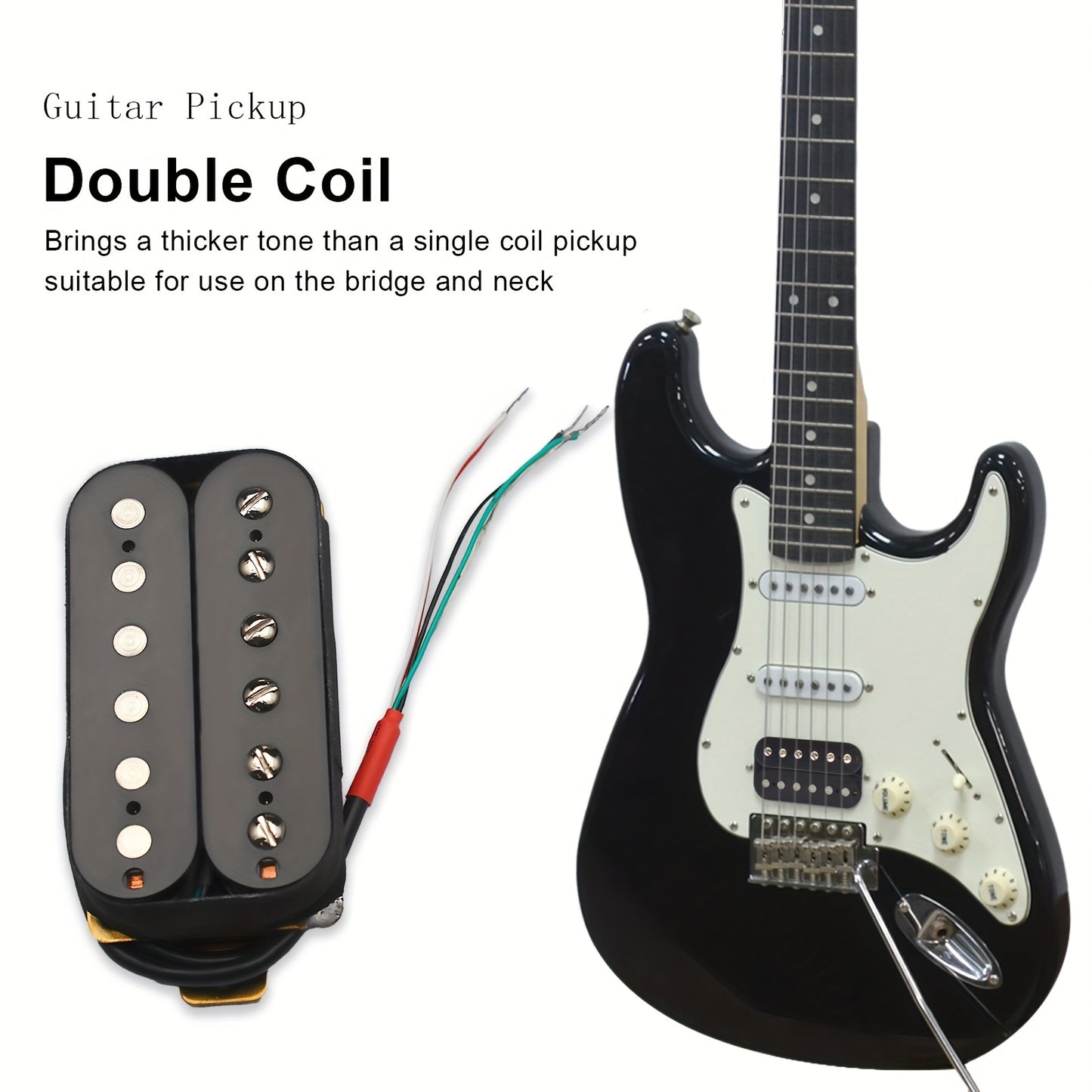 High-Performance Black Humbucker Electric Guitar Pickup Set with Coil Splitting - Dual Coil Design, 4-Conductor Cable, High Output (Neck: 7. 5K, Bridge: 15K)