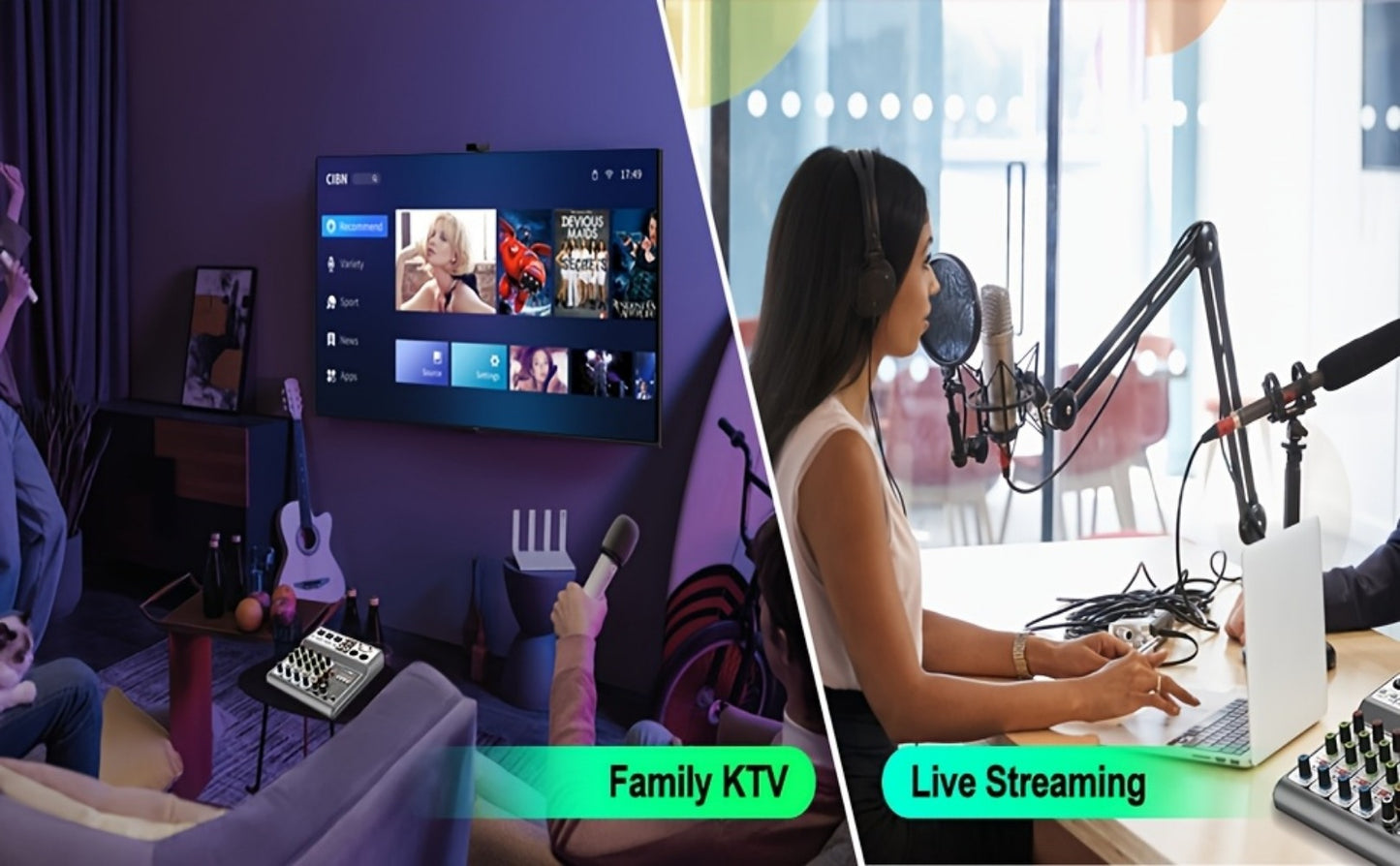 USB Audio Interface, Wireless, USB, Aveek, Professional, Mixer for Recording and Streaming