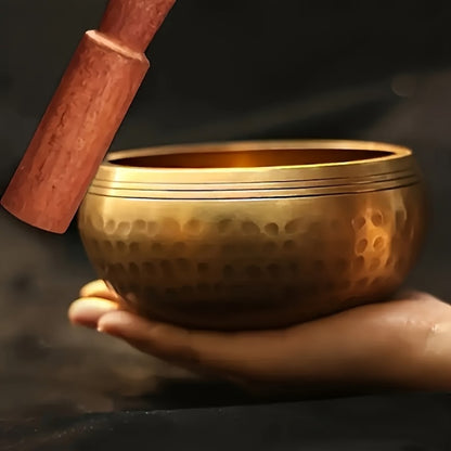 Nepalese Singing Bowl Set with Copper Bowls and Mahogany Strikers