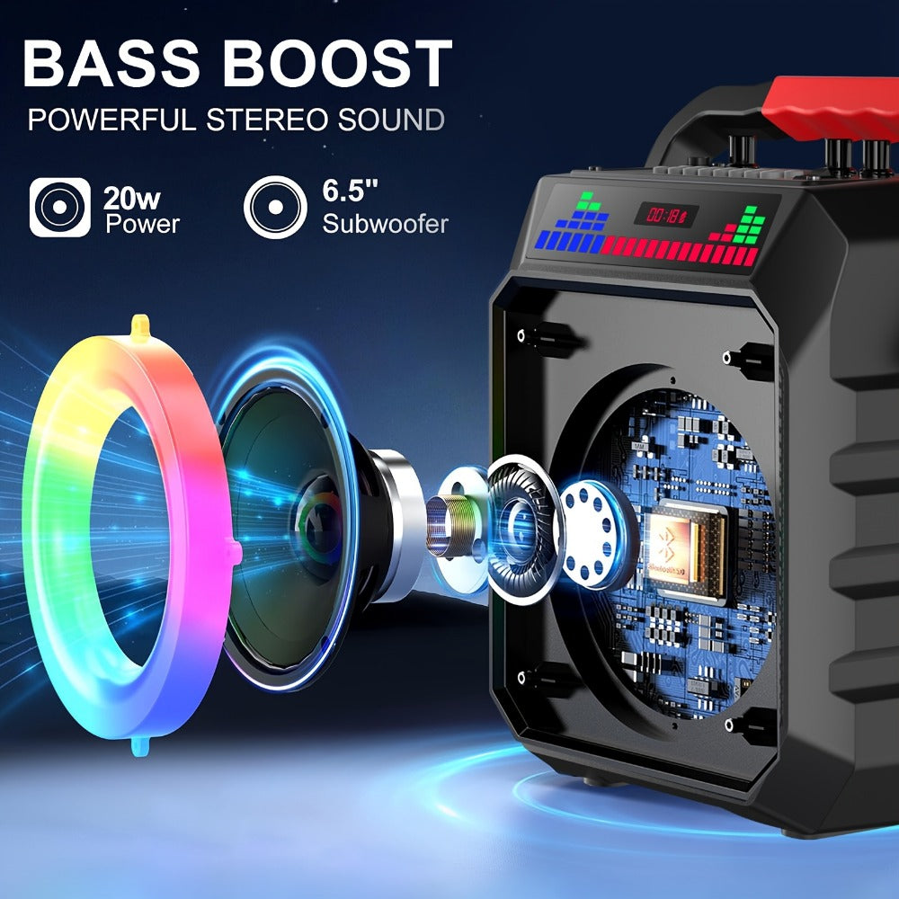 Portable PA Speaker, 20W, Wireless, USB, Karaoke, System, Featuring for Parties
