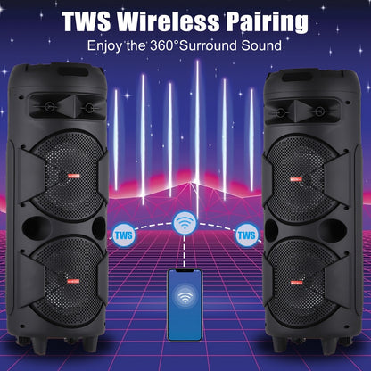 Portable PA Speaker, 59cm, Remote Control, Bluetooth, Dual, Karaoke for Parties