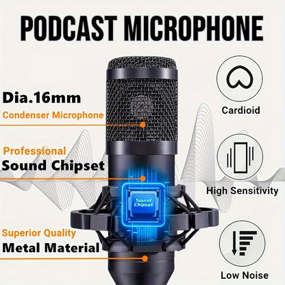 Podcast Equipment Bundle For 2, Wired Microphone, V8s Audio Interface With All In One Live Sound Card And BM800 Condenser Microphone, Podcast Microphone, Perfect For Recording, Live Streaming