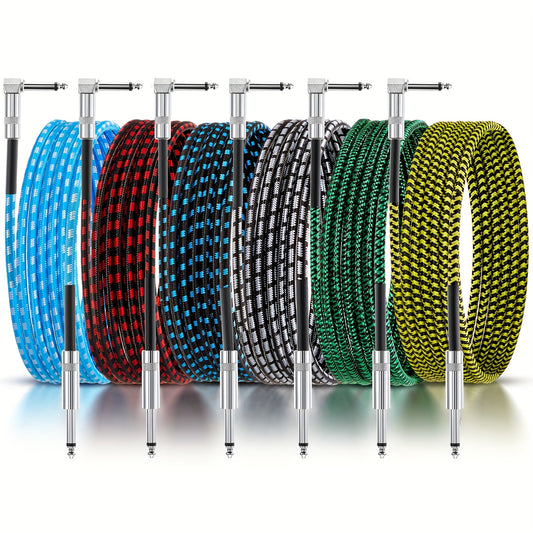 6 Pack Guitar Instrument Cable 10 Ft Guitar Cord Bass Guitar Accessories Guitar Cable Copper Amp Cord For Bass & Electric Guitar For Guitar Bass Keyboard Effector Microphone, Multicolored
