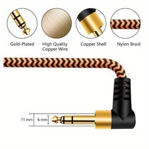 1-Pack LUTREE6.5 Audio Cable Male to Male TRS Two-Channel Balanced Power Amplifier Elbow Audio Cable Connecting Cable Double-Ended Docking Universal, Round Shape, Soft Disk Connectors, Ethernet Cable Type: Cat5e