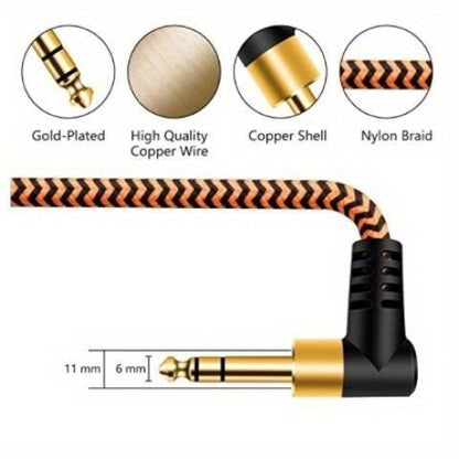 1-Pack LUTREE6.5 Audio Cable Male to Male TRS Two-Channel Balanced Power Amplifier Elbow Audio Cable Connecting Cable Double-Ended Docking Universal, Round Shape, Soft Disk Connectors, Ethernet Cable Type: Cat5e