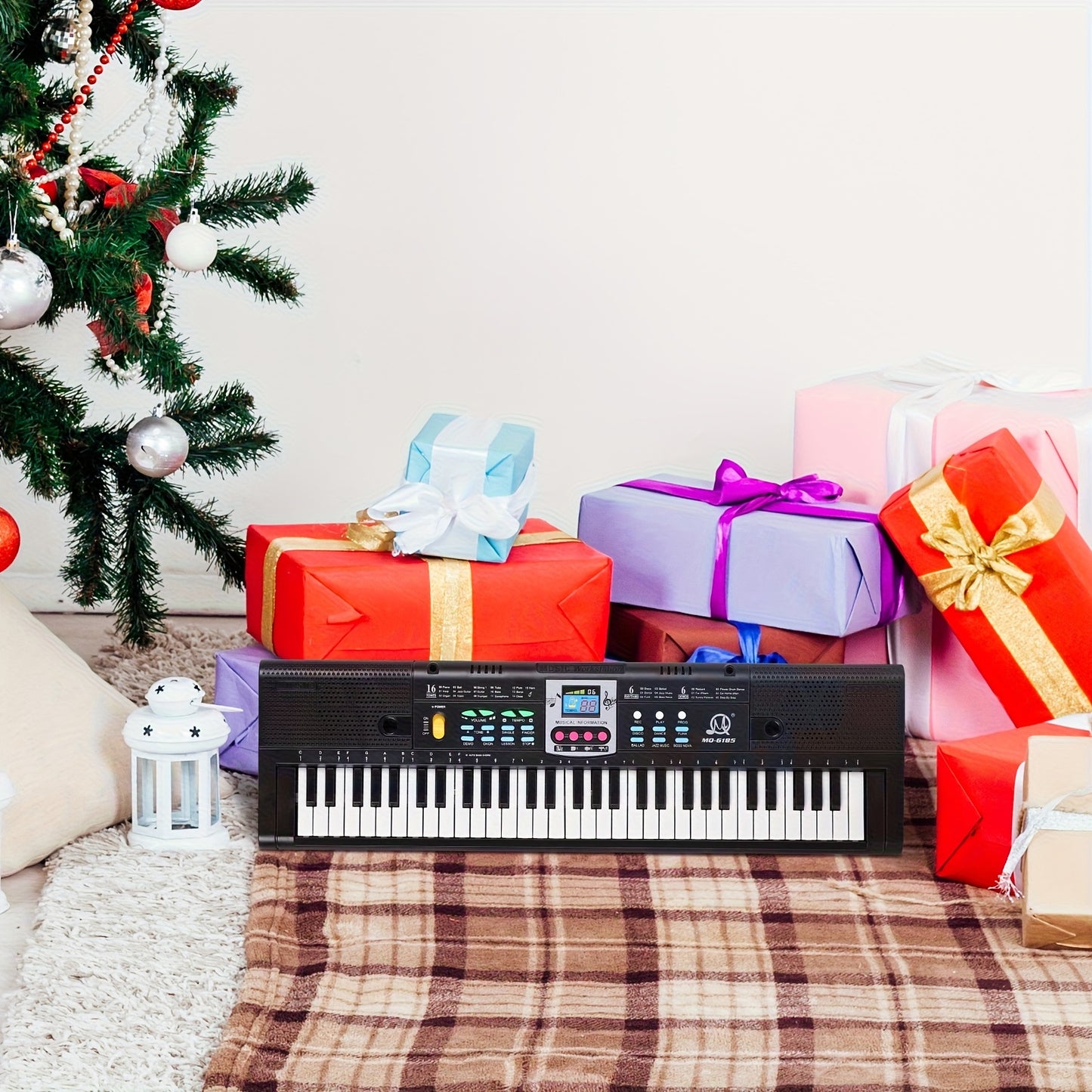 Piano Keyboard, 61 Keys Beginner Electronic Keyboard Portable Digital Music Keyboard, Music Instrument with Microphone & USB Cable, Ideal for Beginners And As A Teaching Gift