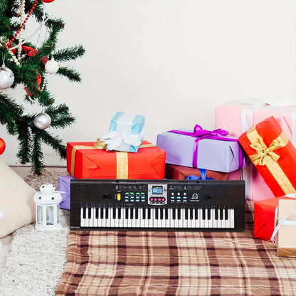 Piano Keyboard, 61 Keys Beginner Electronic Keyboard Portable Digital Music Keyboard, Music Instrument with Microphone & USB Cable, Ideal for Beginners And As A Teaching Gift