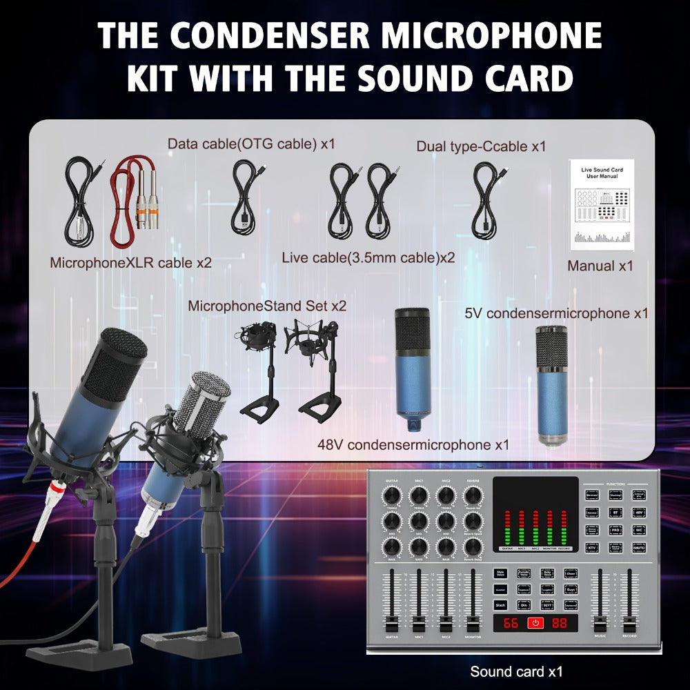 USB Audio Interface, 5V, Wireless, USB-C, Podcast, Microphone for Recording and Streaming