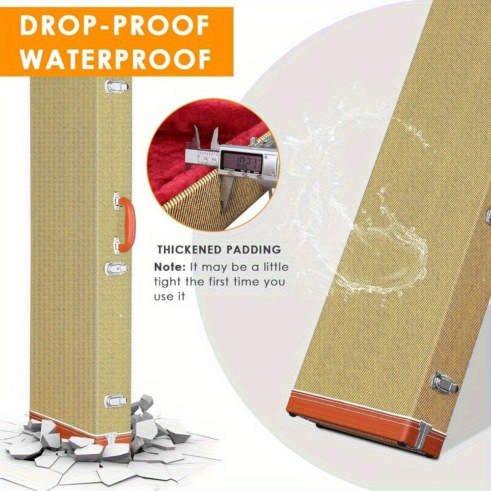 Guitar Case, Portable, Yellow, Square, PVC for Storage and Travel