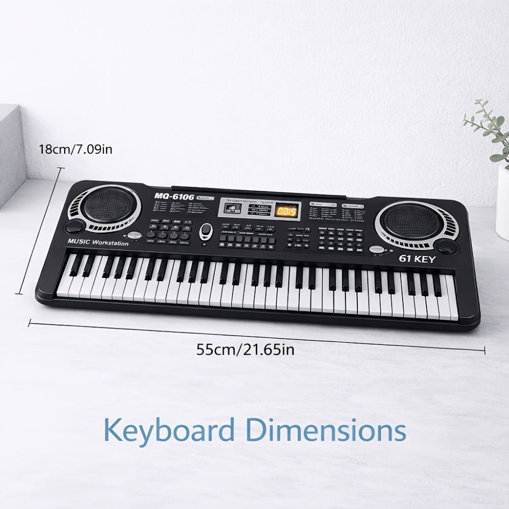 61-Key Keyboard Accessory Kit with Microphone, Sheet Music and Key Stickers