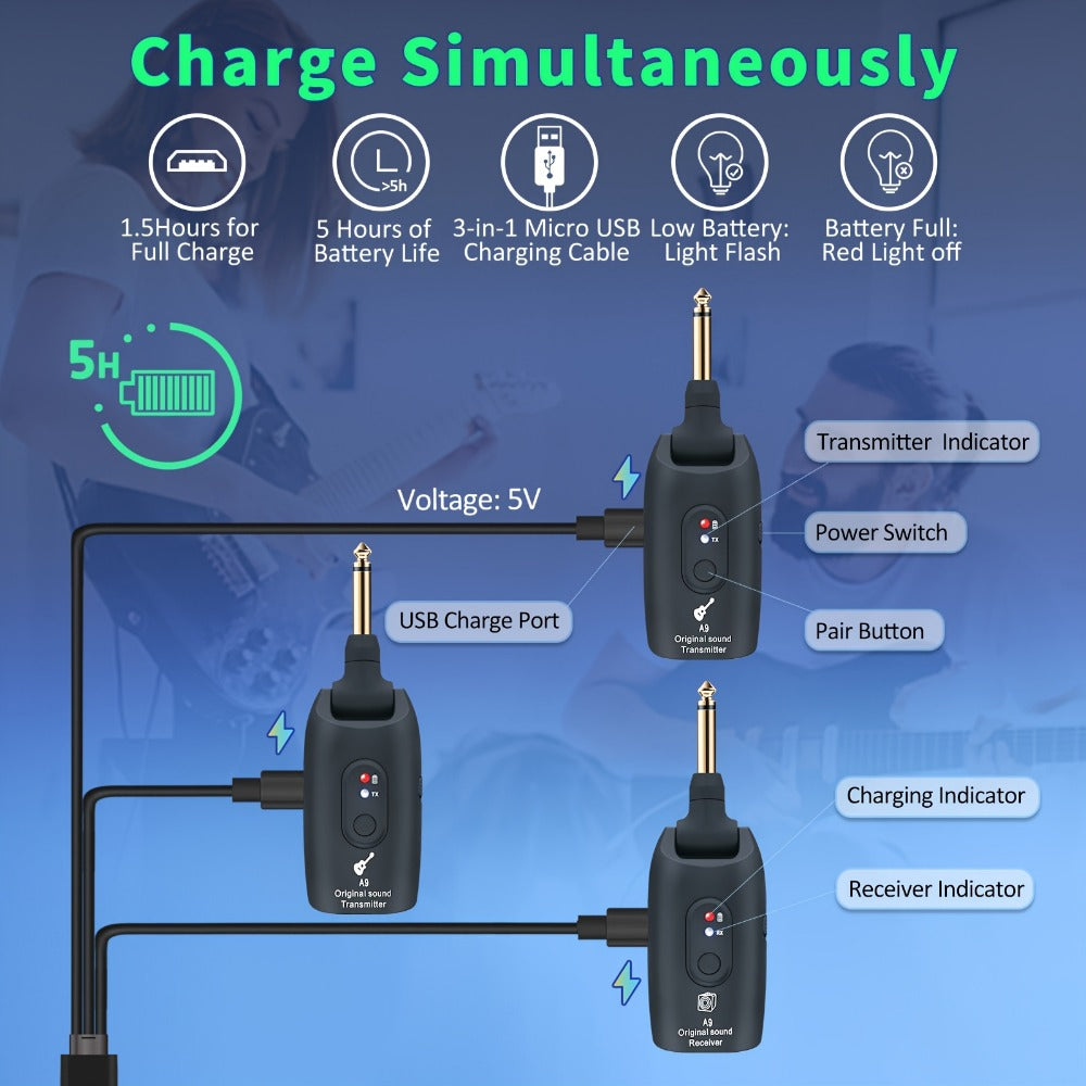 Wireless Instrument System, Black - 2, 2.4 GHz Wireless for Wireless Connection Between A