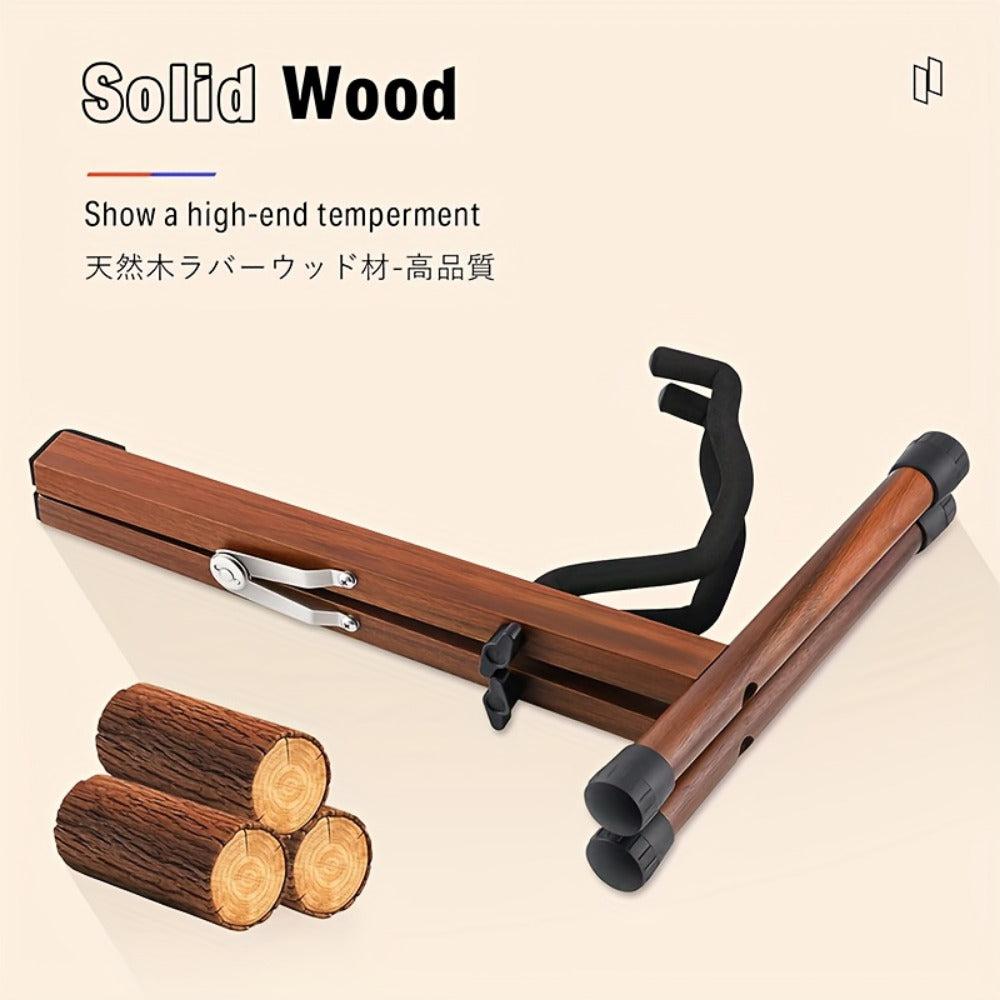 Guitar Stand, Musical Instrument Guitar, Foldable, Adjustable, Solid, Wood, Walnut