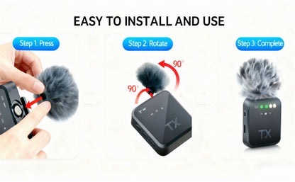 Recording Microphone, Wireless, 328ft, 3-in-1, Mini for Recording and Streaming