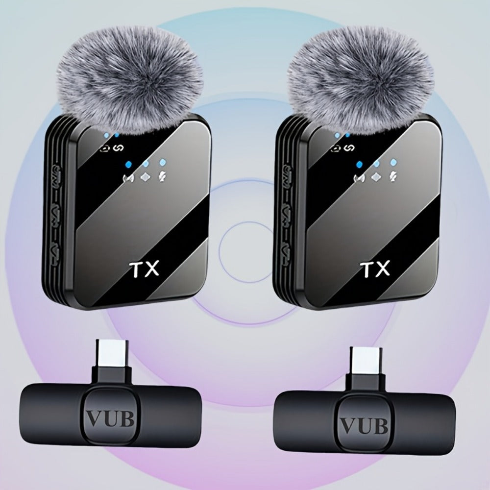 Recording Microphone, Condenser, Wireless, USB-C, Professional, Lavalier for Recording