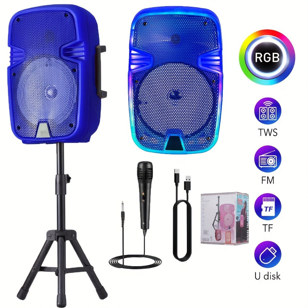 Portable Karaoke System, RGB, Remote Control, Rechargeable for Parties and Karaoke