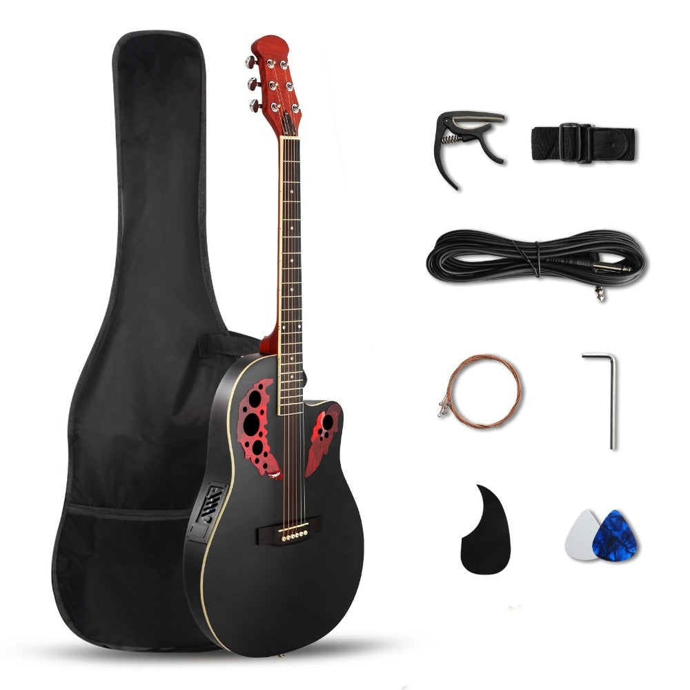 Acoustic Guitar, Blue, Full Size, BONNLO, 41In, Cutaway for Lessons and Practice