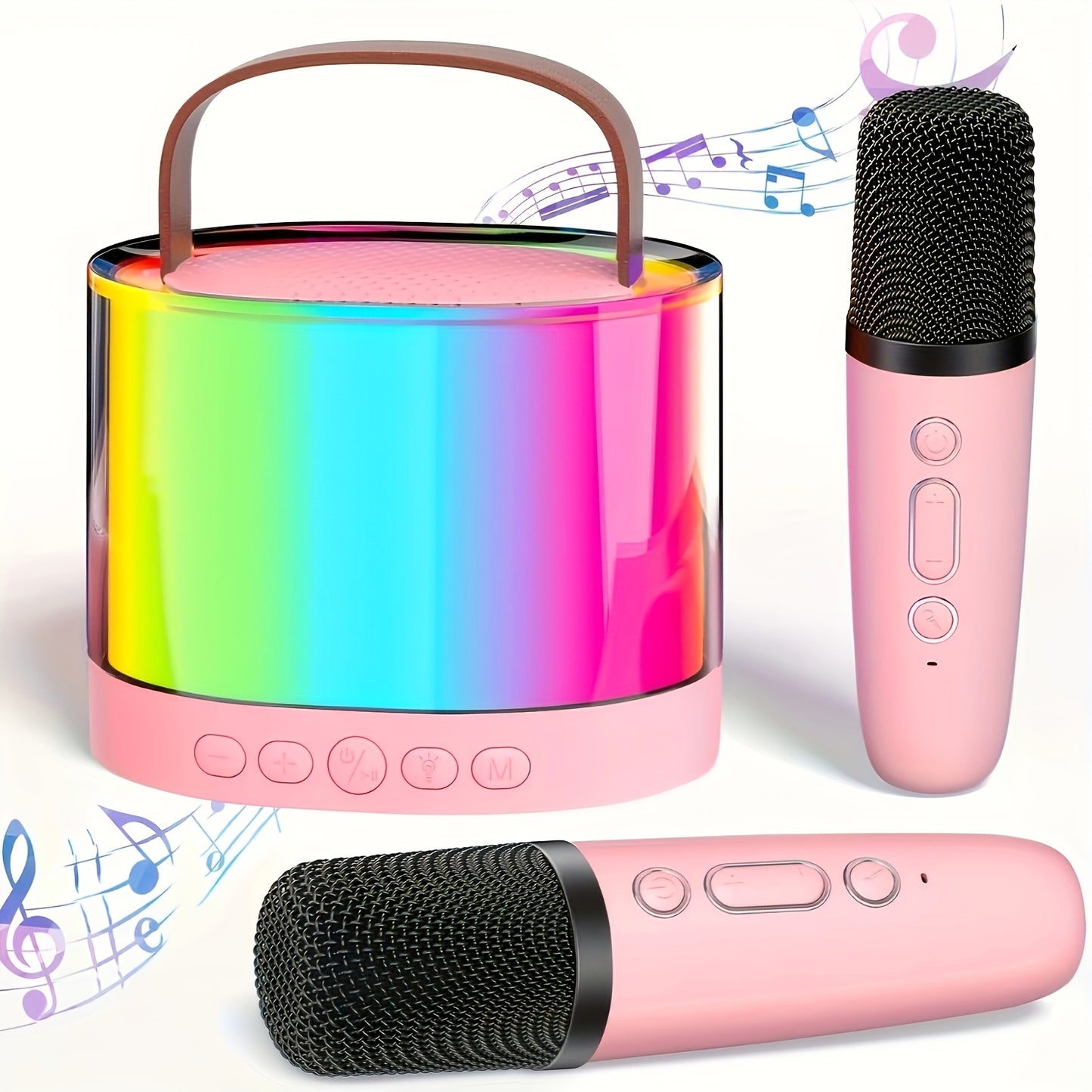 Mini Karaoke Machine, A Popular Birthday Gift In 2025, Portable Wireless Speaker, Equipped With 2 Wireless Microphones, Premium Songs, Dazzling Lights, Family Gatherings, Holiday Gift.