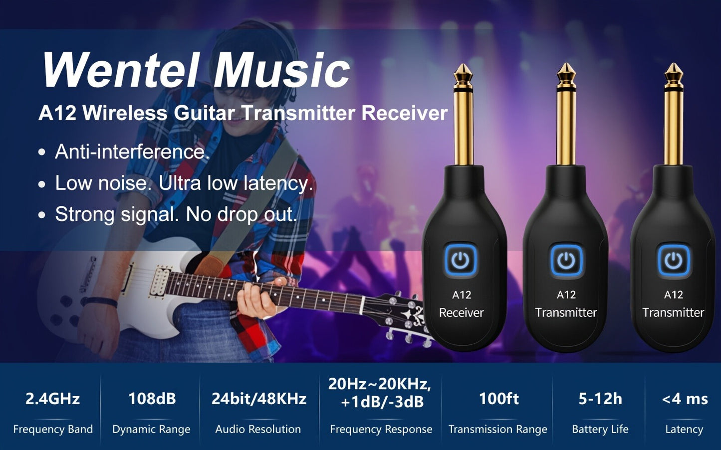 Wireless Instrument System, Rechargeable, 2.4 GHz Wireless for Wireless Connection Between