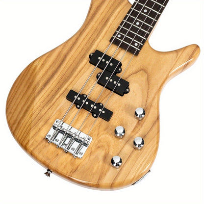 Full Size 4-String Electric Bass Guitar, 34-Inch Scale, Dual Pickups
