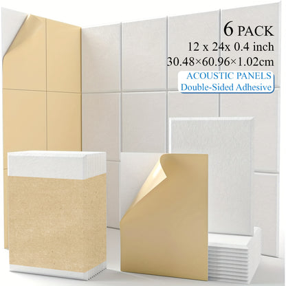 6/12pcs High Density Acoustic Foam Sound Absorbing Wall Tiles with Adhesive Backing, Easy to Install & Remove Without Damaging Walls, Excellent Resilience for Office/Home Theater/Apartment/Rental Soundproofing Decor