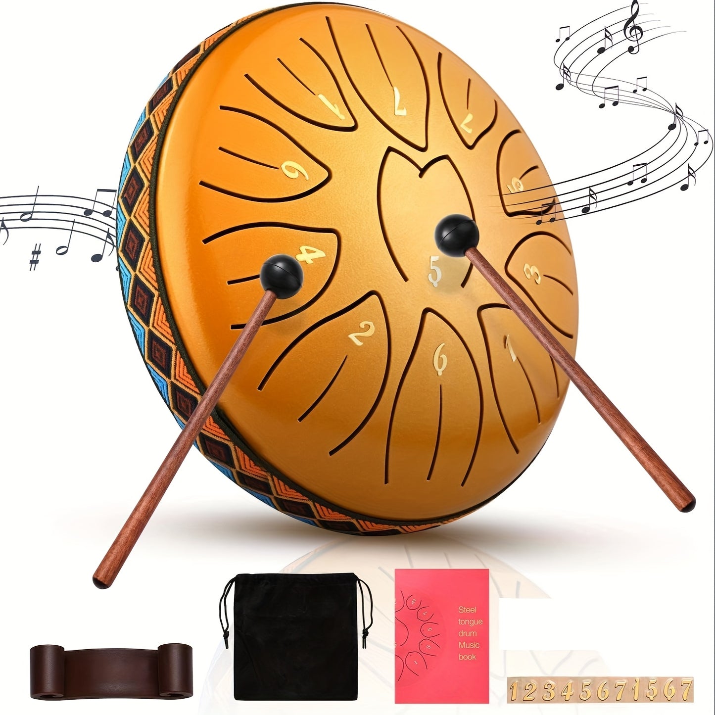 8-tone 6-inch Steel Tongue Drum | Hand Pot Drum For Yoga, Meditation, And Stress Relief | Rain Drum For Outdoor Gardens And Terraces | Ideal For Outdoor Garden Music With Mallet And Sheet Music