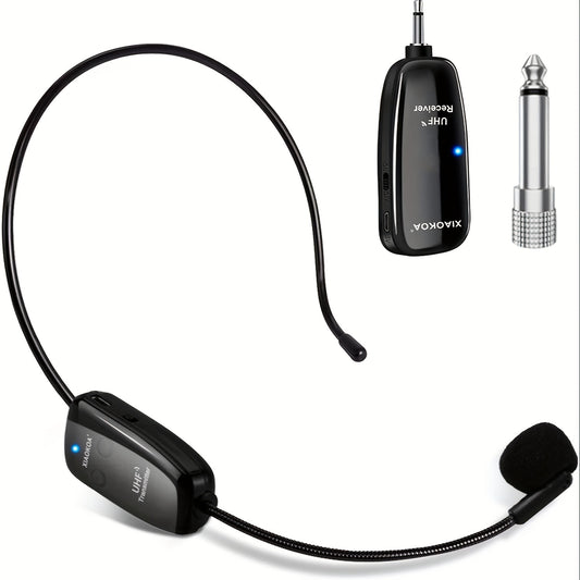Professional UHF Wireless Microphone Headset with 160ft Range & Dual USB- Charging - Heavy-Duty Sound System for Teaching, Stage Performances, Fitness Classes - Voice Transmission, -Lasting Suitable for Microphone System