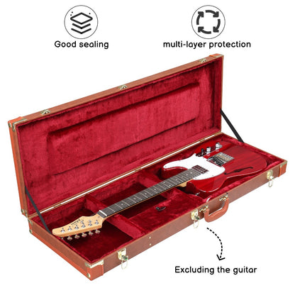 Electric Guitar Square PU Hard Case with Protective Sleeve Fits ST TL Burning fire 170 Style Electric Guitar Blue