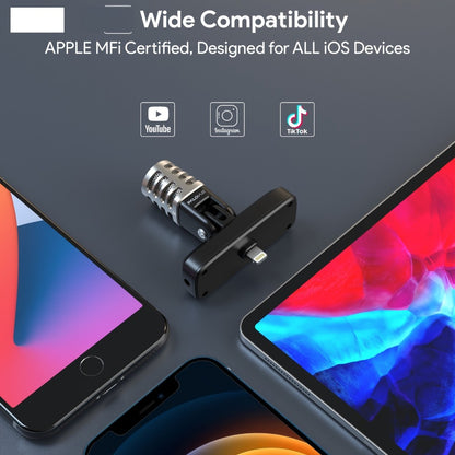 Recording Microphone, Portable, Cardioid, PALOVUE, MFi for Recording and Streaming