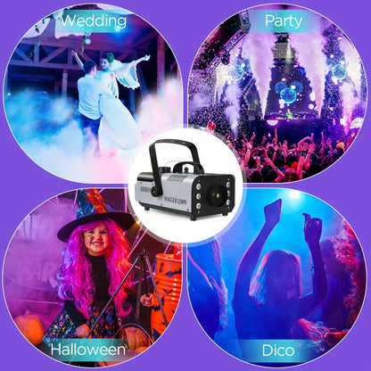 Stage Fog Machine, RGB, Remote Control, 1200W, LED for Stage and Party Lighting