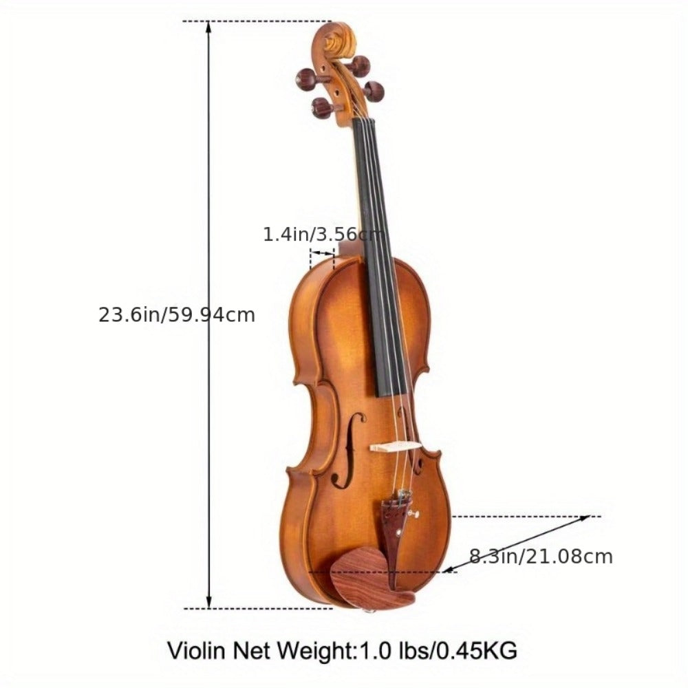 Full Size Violin, 145cm, 60cm, GV103, Matte, Natural for Lessons and Practice