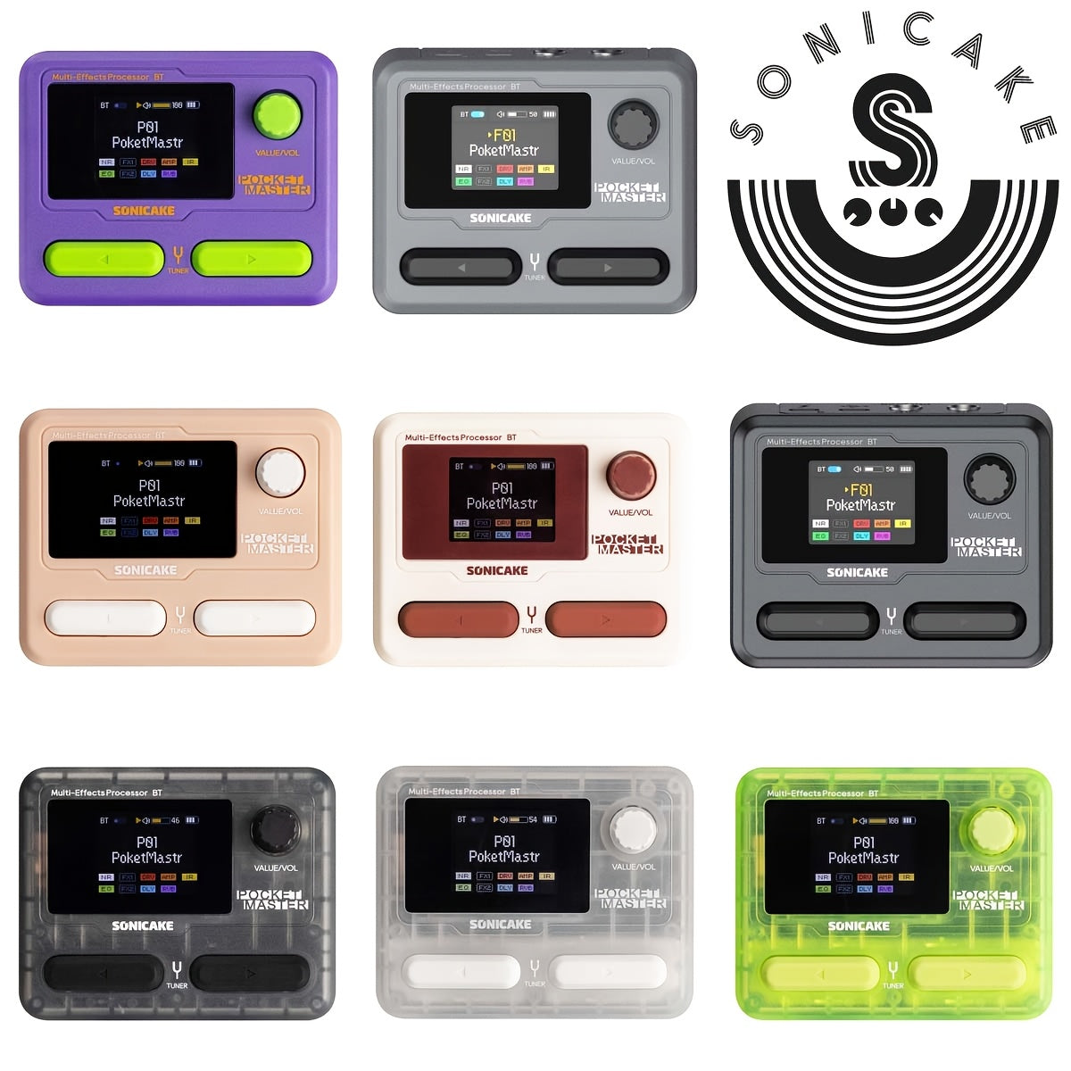 SONICAKE Pocket Master Guitar Modeling IR Cabinets Simulation Multi-Effects(English Version with 1pc Belt Clip)