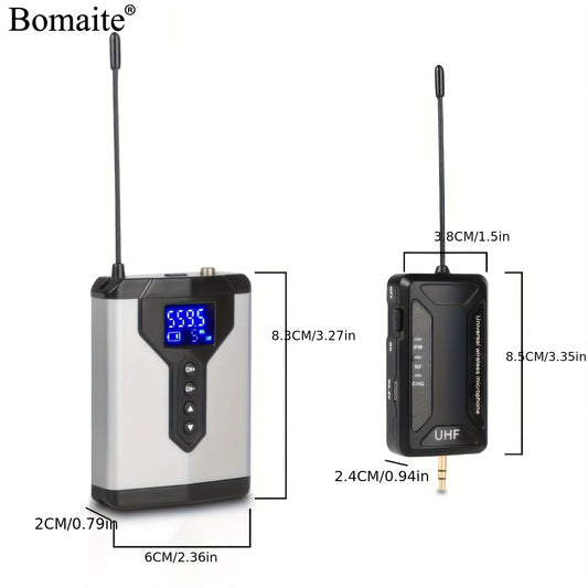 Bomaite Q7 Wireless Lavalier Microphone System Lapel Mic with Rechargeable Bodypack And Receiver Wireless Micro Phone for SLR Cameras, Audio Mixer, Computer, Phone Etc