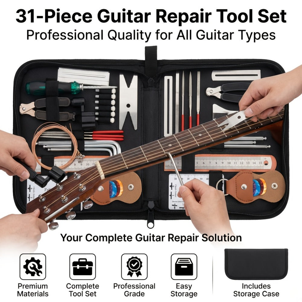 Guitar Repair Tool Kit, 31pcs, Set, Maintenance for Guitar Maintenance