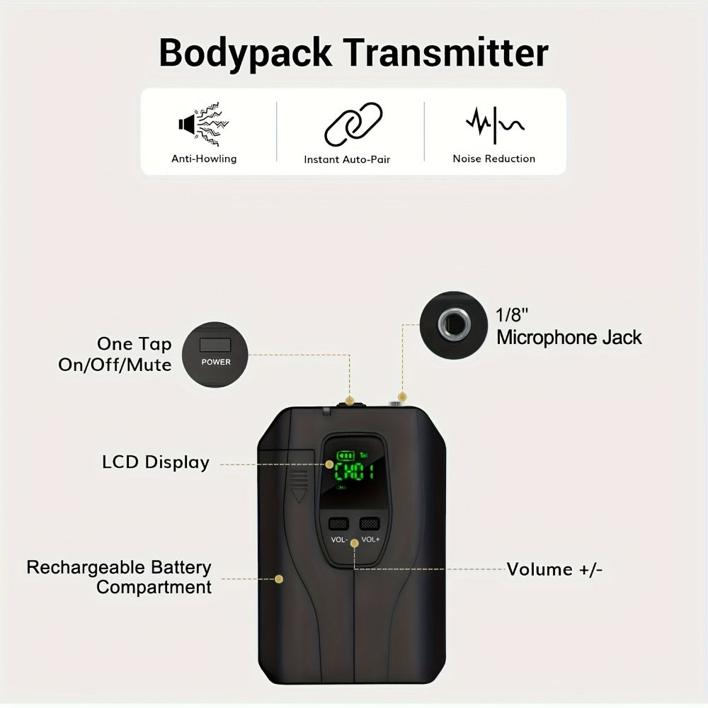 Portable PA Speaker, Dual Wireless, Wireless, Rechargeable, Dual, Lapel/Lavalier