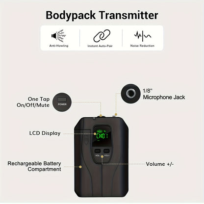 Portable PA Speaker, Dual Wireless, Wireless, Rechargeable, Dual, Lapel/Lavalier