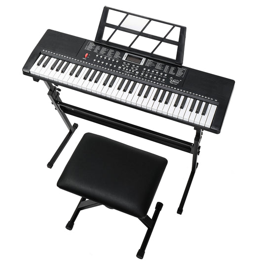 GEP-110 61-Key Keyboard Starter Kit - with Piano Stand, Bench, Built-in Speakers- 3 Teaching Modes for Beginners