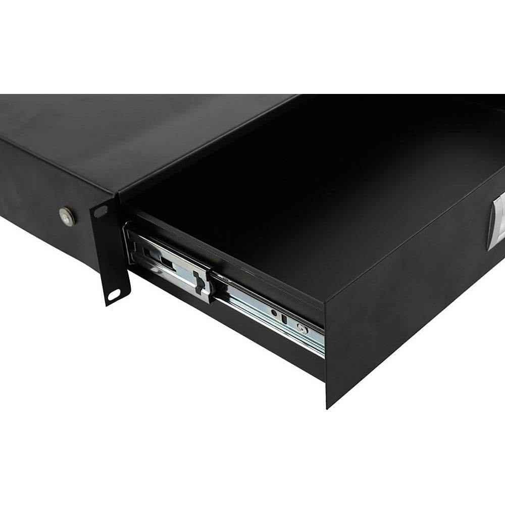 2U Rack Mount Drawer, Locking Storage for 19-Inch AV, Network and DJ Racks